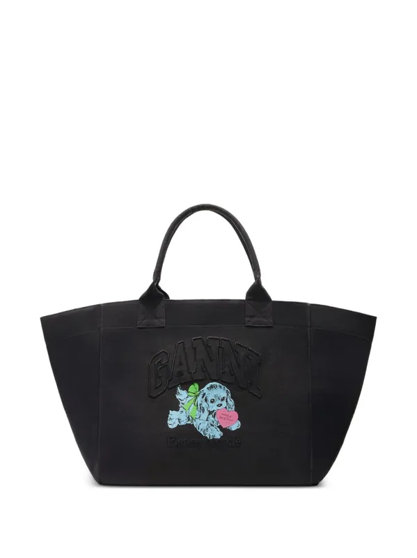 Recycled Cotton Xxl Tote Bag - Ganni