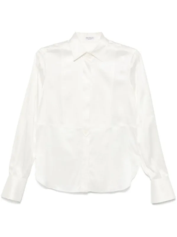 Silk Stain Shirt With Shiny Details - Brunello Cucinelli