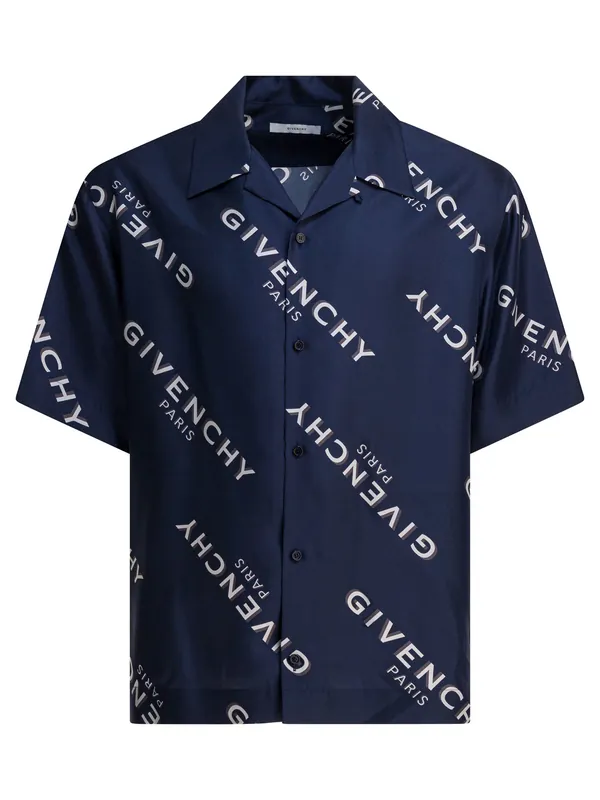 Silk Bowling Shirt Shirts Blue - Givenchy