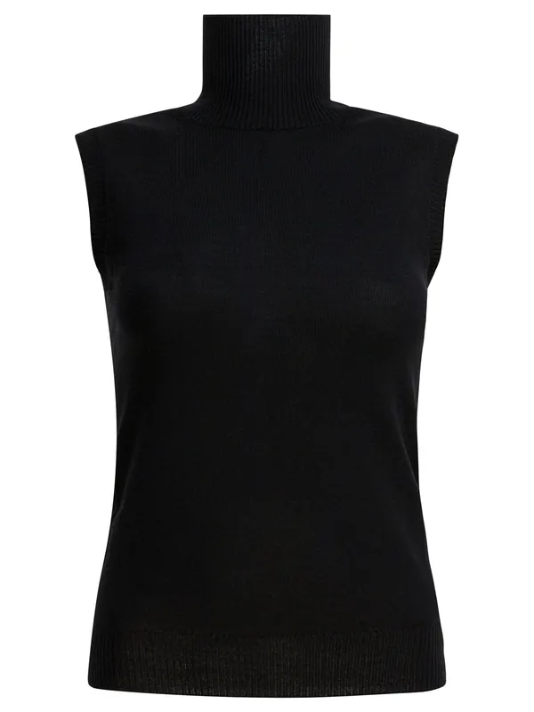 Mock Neck Sleeveless Knitwear Black - Max Mara