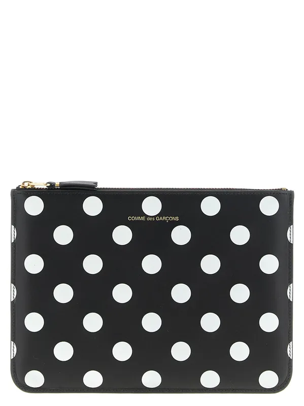 Polka Dots Printed Wallets And Card Holders White/Black - Comme Des Garçon