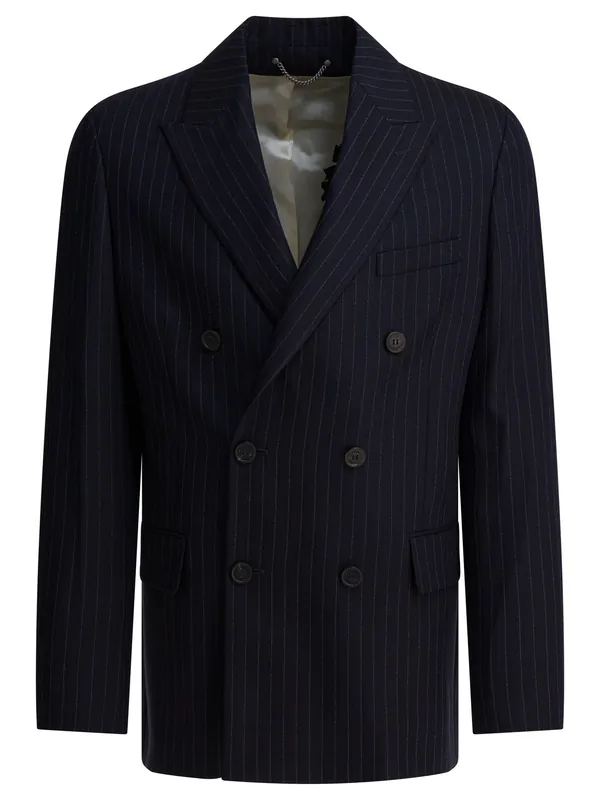 Double-Breasted Wool Blazer Jackets And Coats Blue