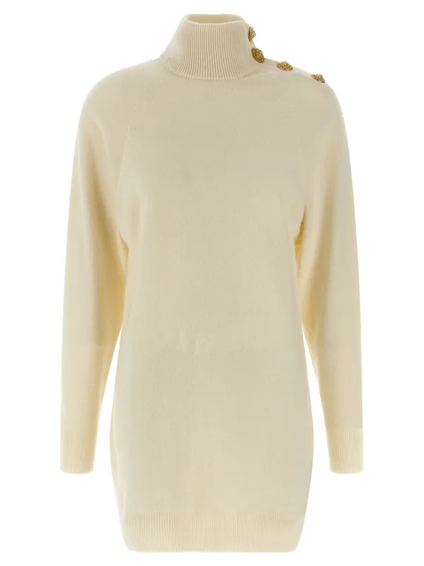 Cashmere Wool Dress Dresses Beige - Balmain