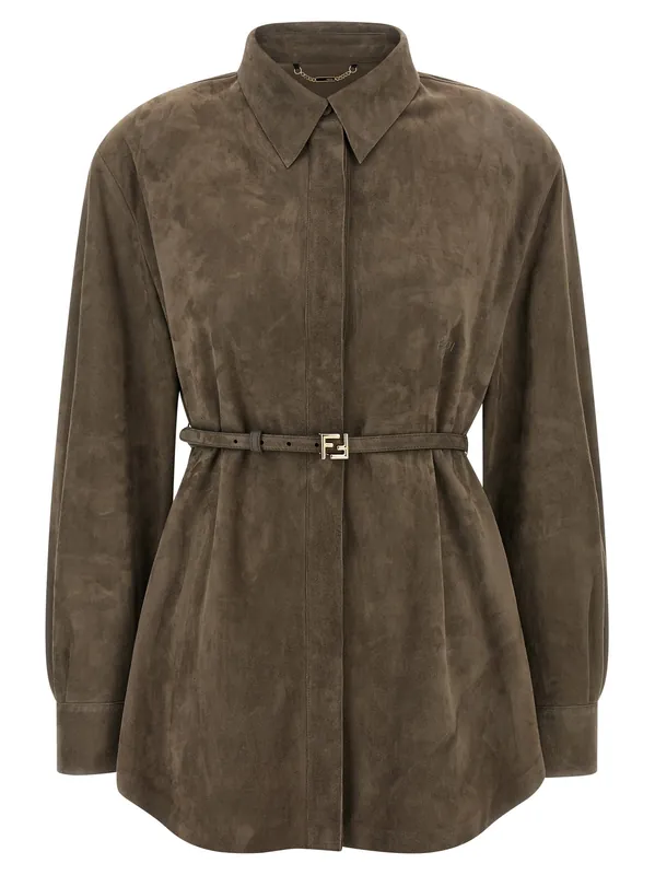 Suede Shirt Shirt And Blouse Gray - Fendi