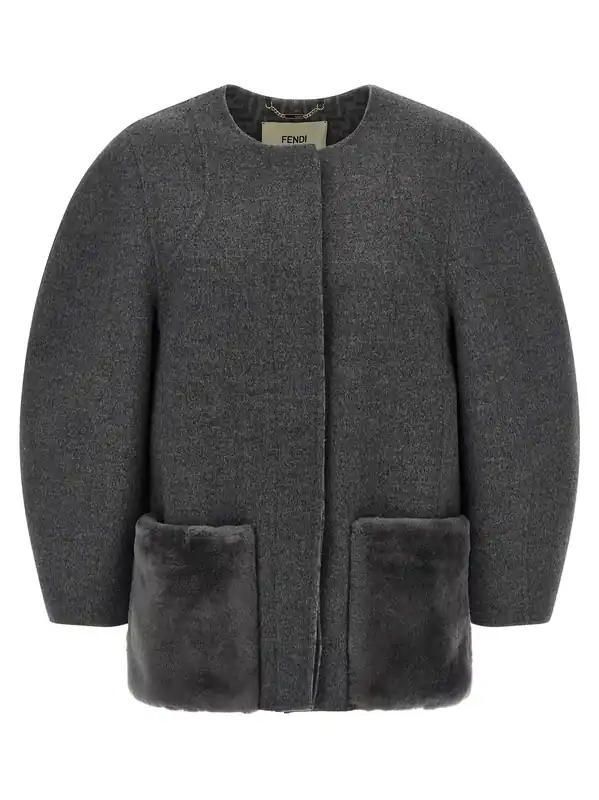 Blouson Cocoon Puffer Jackets Gray - Fendi