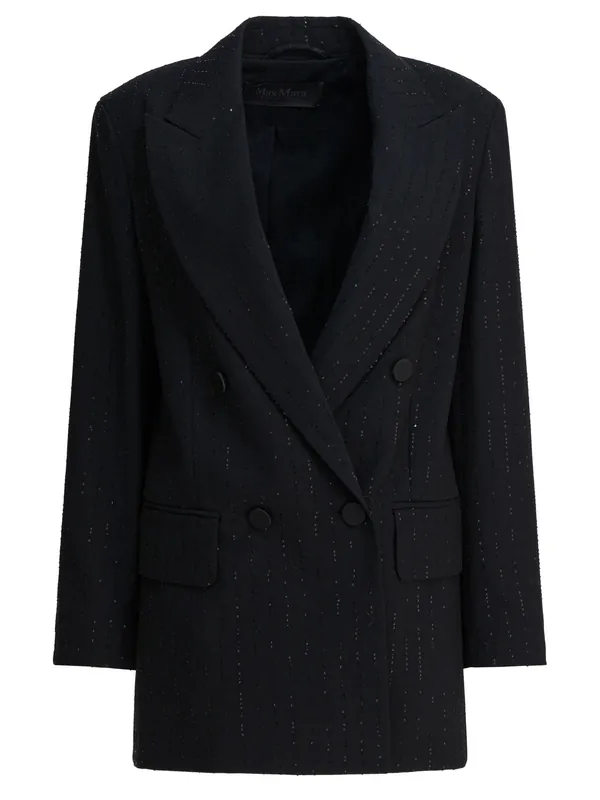 Double-Breasted Wool Blazer Jackets And Coats Black