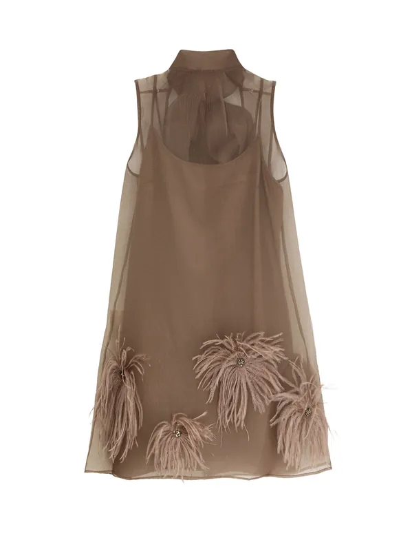 Albee Mini Dress With Feathers Detail - Staud