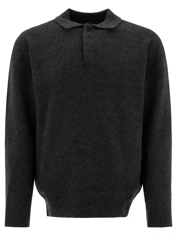 Wool Polo Sweater Knitwear Grey - Beams Plus
