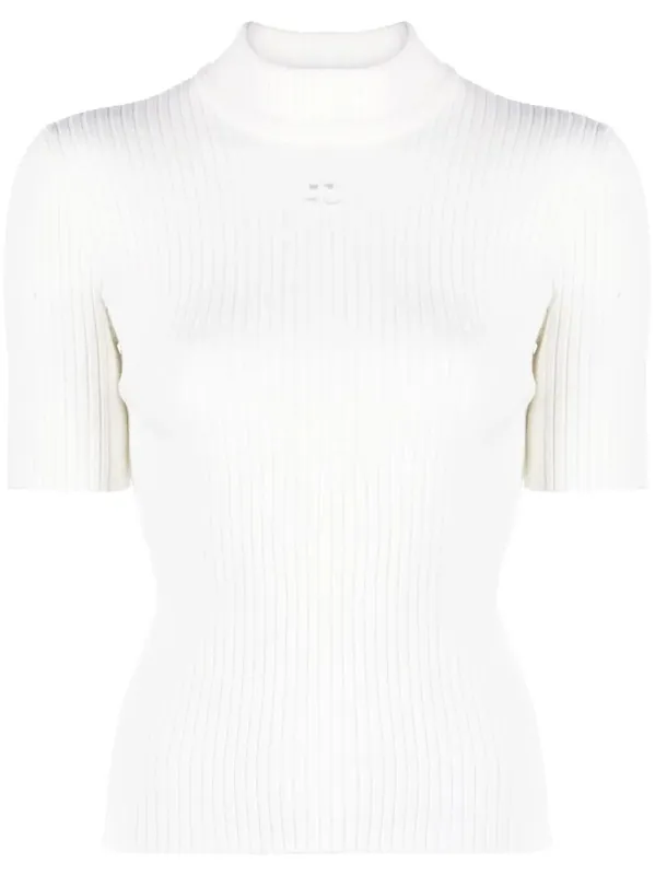 Reedition Short Sleeves Ribbed Knitted Sweater - Courrèges