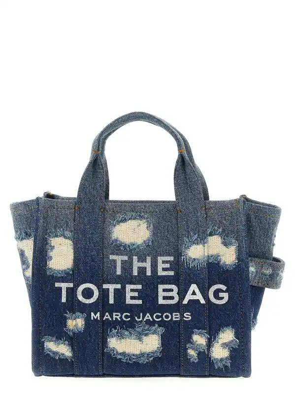 The Rip And Repair Denim Small Tote Tote Bag Blue - Marc Jacobs