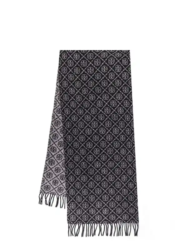 T Monogram Oblong Wool And Cashmere Scarf - Tory Burch