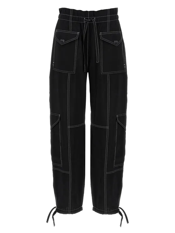 Light Slub Pocket Pants Black - Ganni