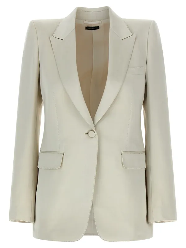 Duchesse Single-Breasted Blazer Blazers Beige