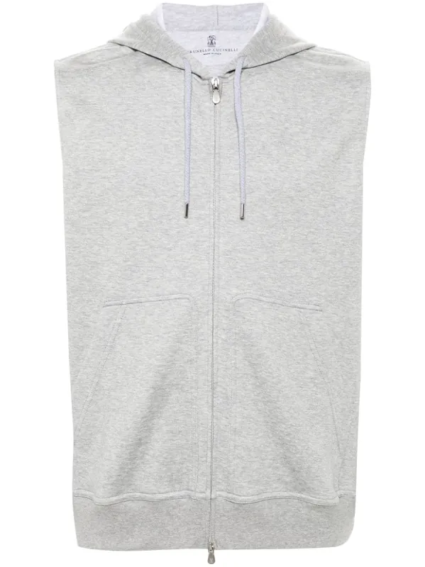 Cotton Sleeveless Hoodie - Brunello Cucinelli