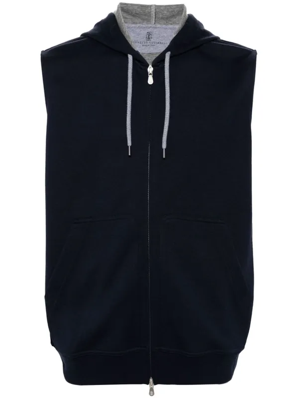 Cotton Blend Sleeveless Hooodie - Brunello Cucinelli