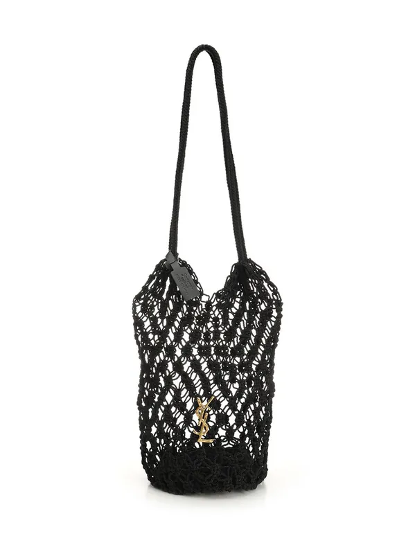 Crochet Hobo Bag Shoulder Bags Black - Saint Laurent