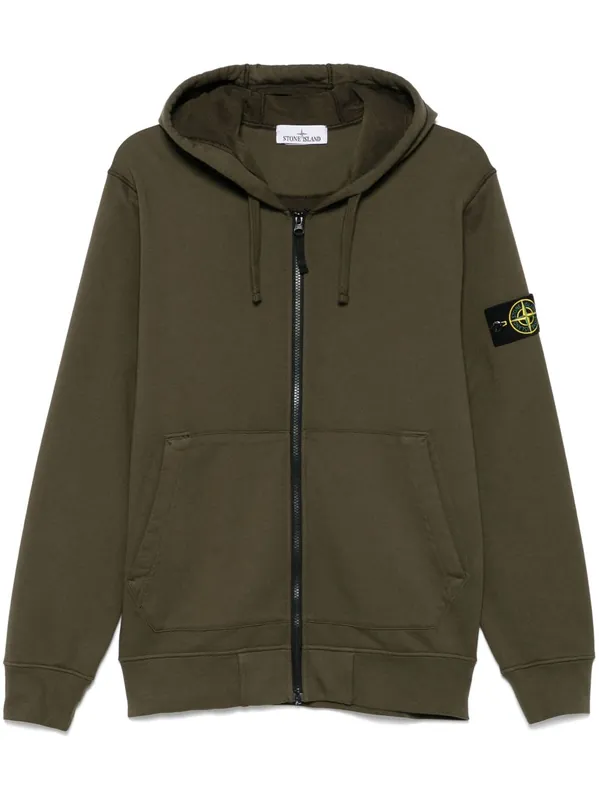 Logo Cotton Zipped Hoodie - Stone Island