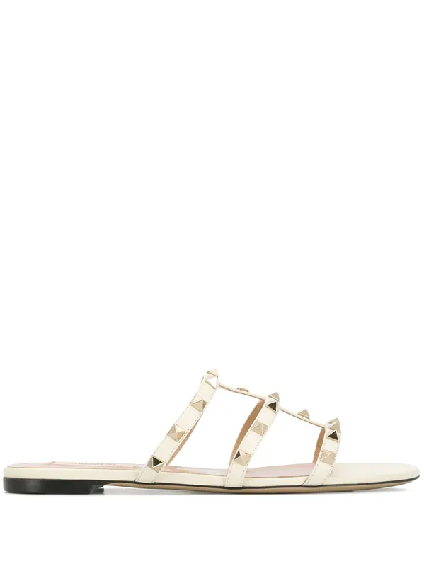 Rockstud Leather Flat Sandals - Valentino Garavani