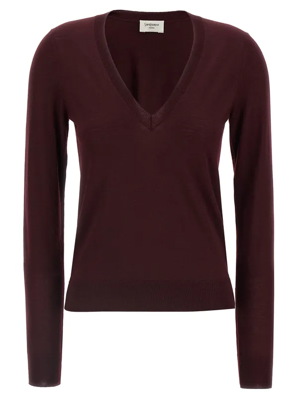 Wool Sweater Sweaters And Cardigans Bordeaux - Saint Laurent