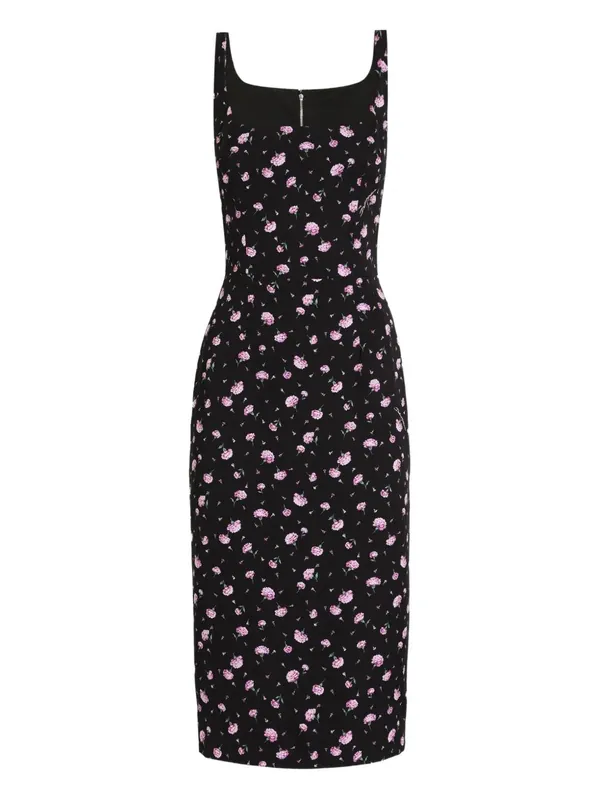 Carnations-Print Sheath Dress