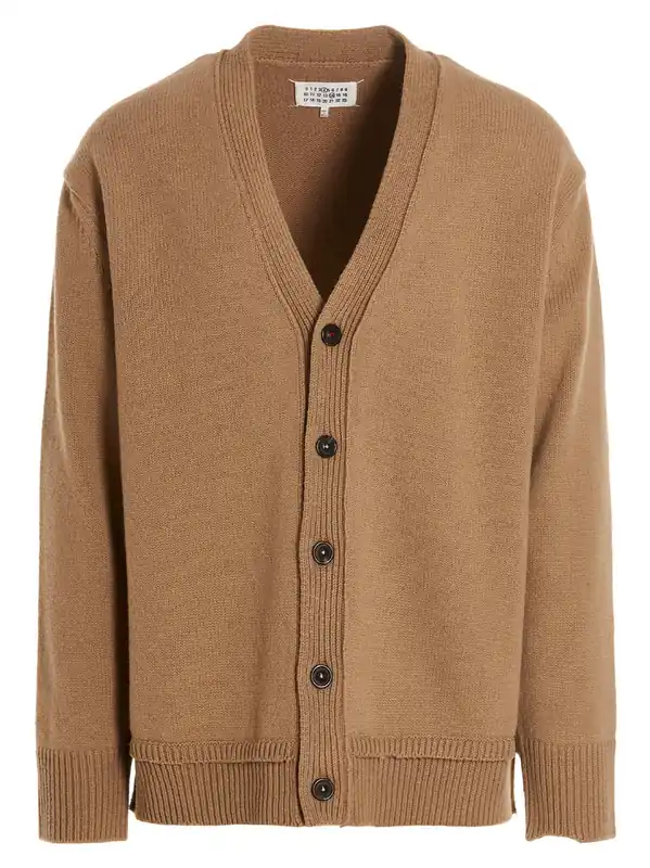 Wool Cardigan Sweaters And Cardigans Beige - Maison Margiela