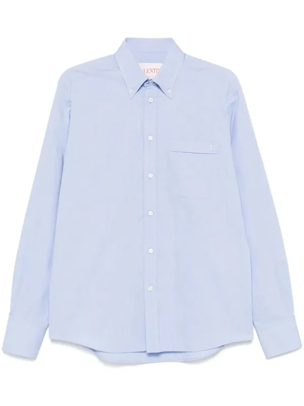 Cotton Oxford Shirt With Vlogo Embroidery - Valentino Garavani