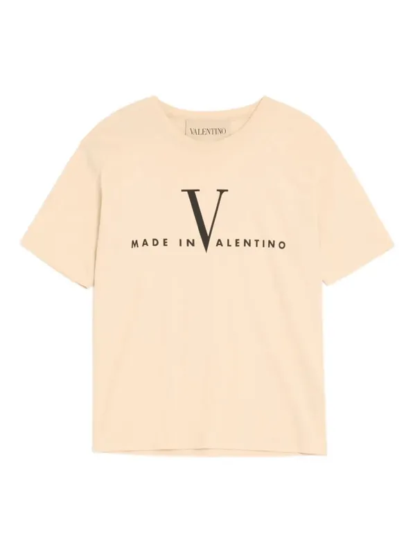 Valentino Cotton T-Shirt With Made In Valentino Print