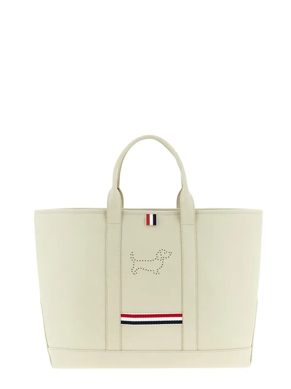 Medium Tool Bag With Perforated Hector In Grained Leather - Thom Browne