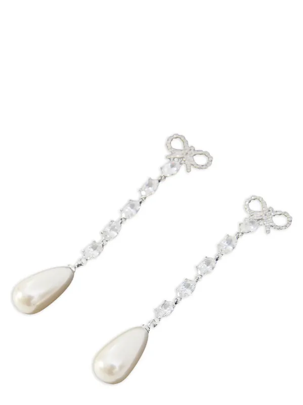 Bow Pearl Droplet Jewelry Silver - Self-Portrait