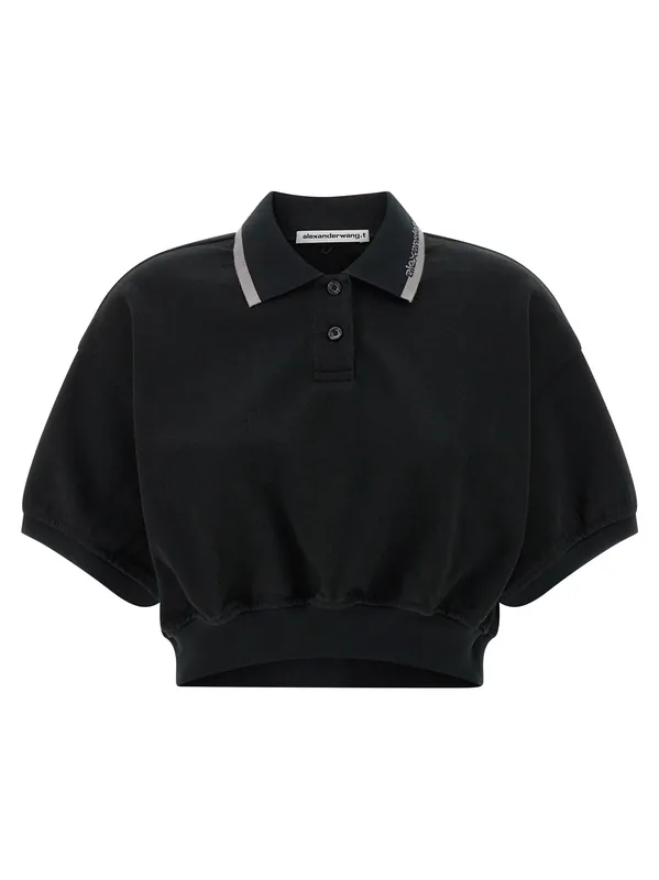 Intarsia Collar Shirt Polo Black - T By Alexander Wang
