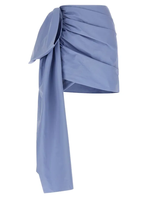 Blue Cotton Tie Side Mini Skirts Light Blue - Self-Portrait
