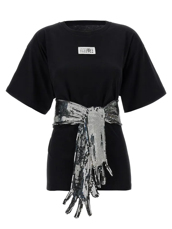 Sequin Gloves T-Shirt Black
