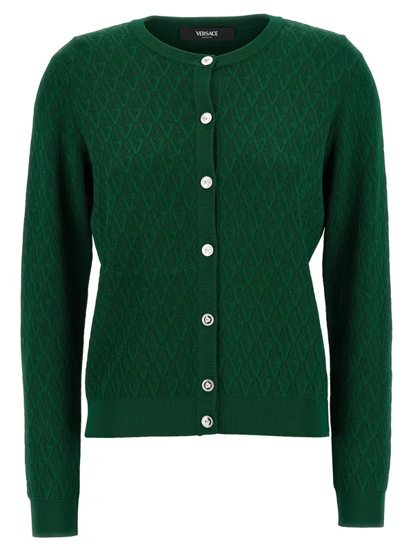Cardigan Pattern V Sweaters And Cardigans Green - Versace