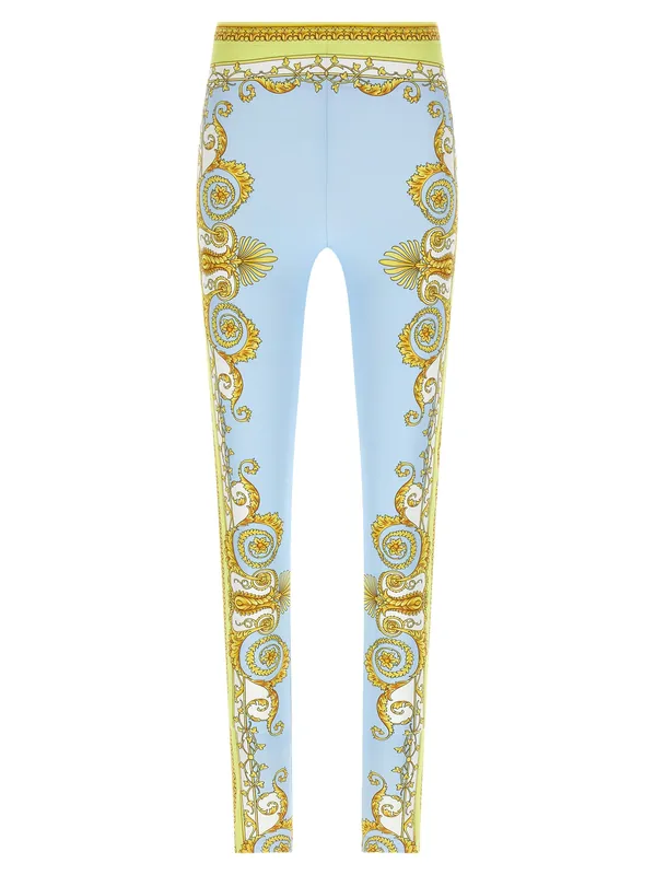 Spring Barocco Leggings Light Blue - Versace
