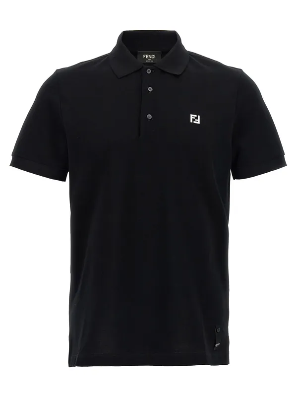 Ff Metallic Logo Shirt Polo Black - Fendi
