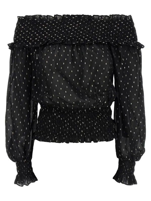 Black And Gold Chiffon Tops Black - Self-Portrait