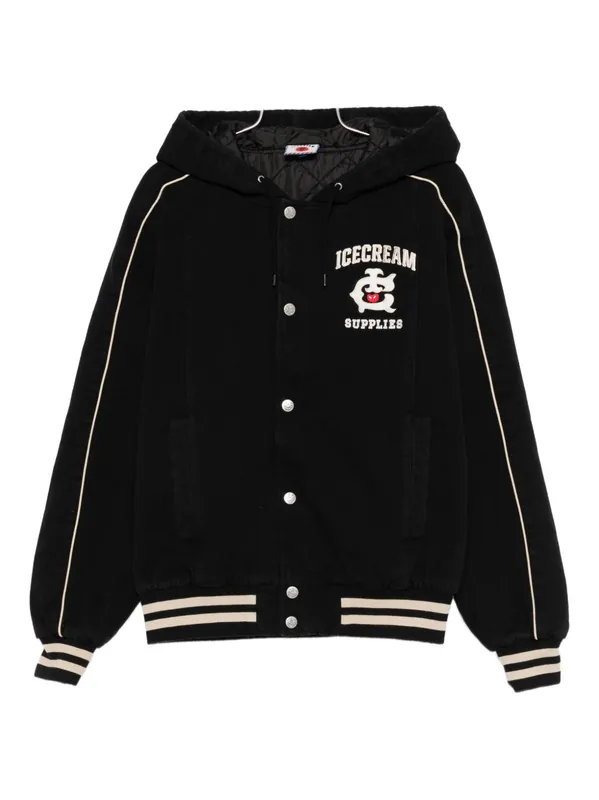 Cotton Hooded Bomber Jacket - Icecream
