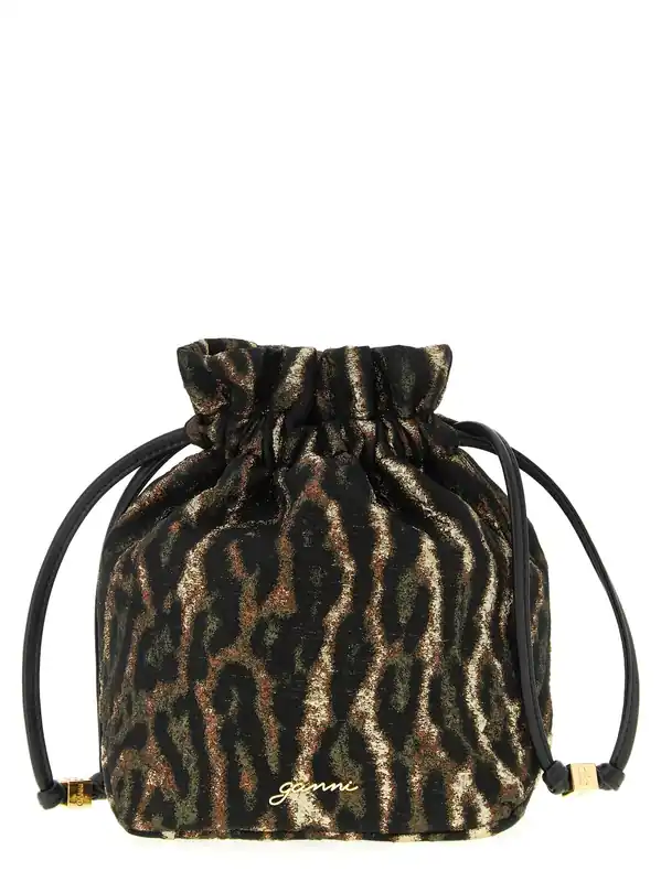 Metallic Bou Bucket Clutch Brown - Ganni