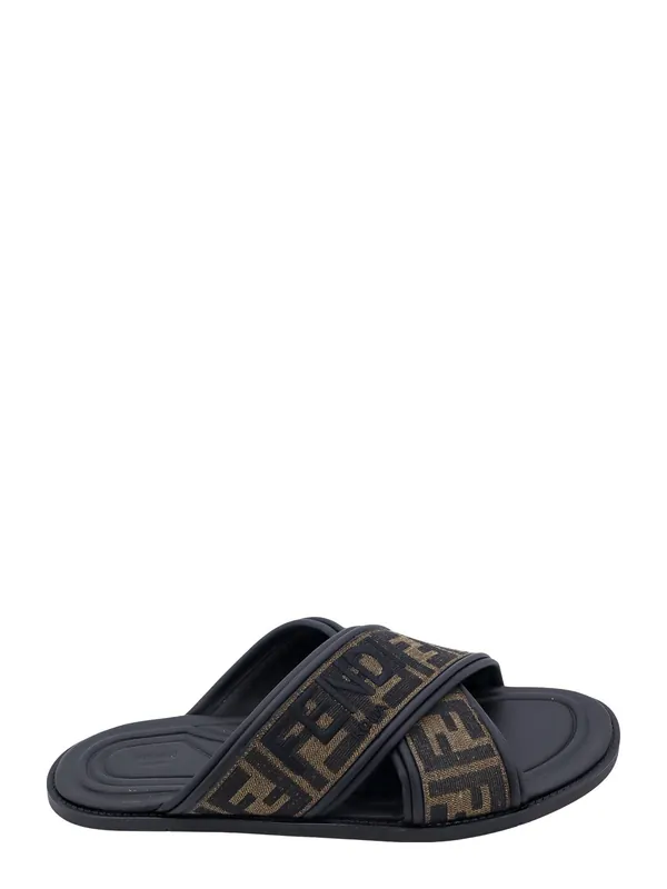 Ff Jacquard Fabric Sandals With Embroidered Logo - Fendi