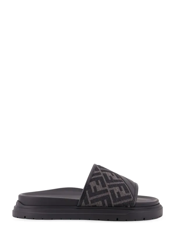 Low Leather Sandals With Ff Jacquard Insert - Fendi