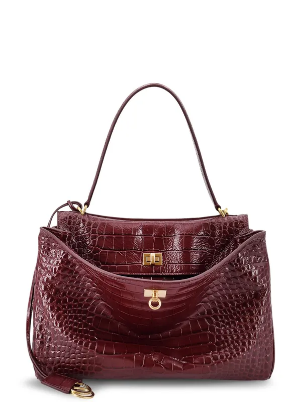 Rodeo Leather Shoulder Bag With Croco Effect - Balenciaga