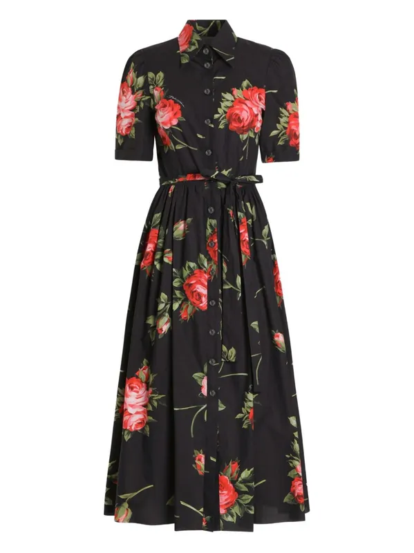 Roses Bouquet Print Midi Dress - Dolce & Gabbana
