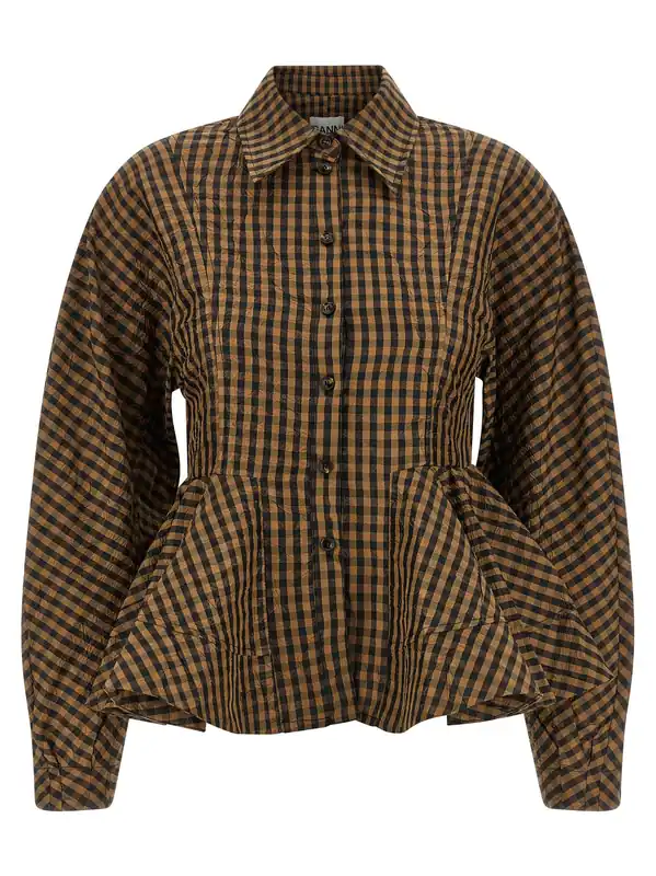 Crinckled Taffetà Shirt And Blouse Brown - Ganni