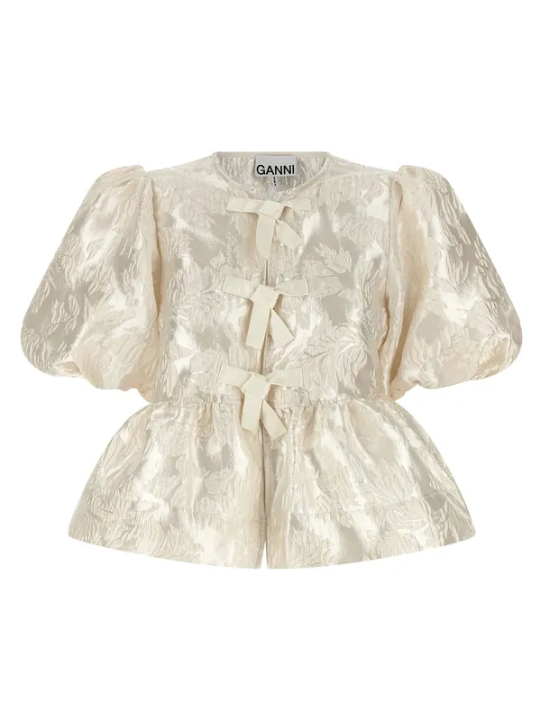 Satin Peplum Shirt And Blouse White - Ganni