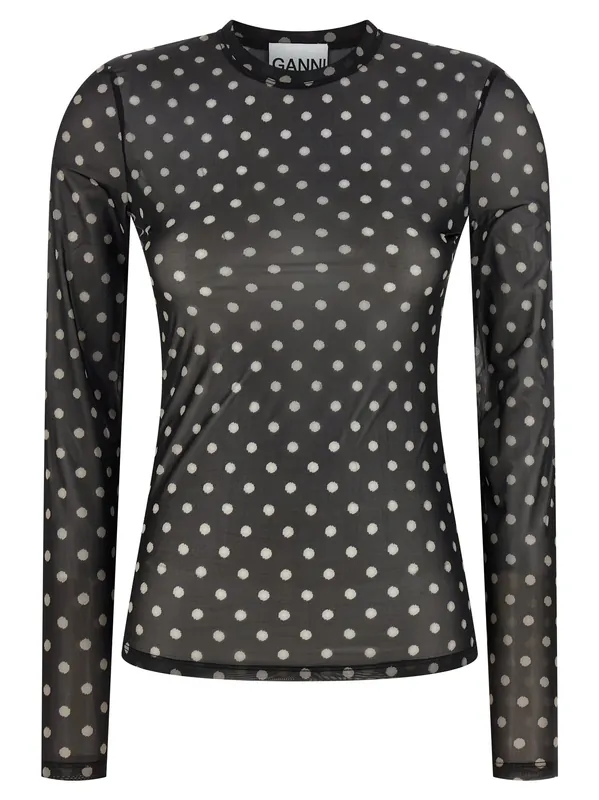 Printed Sheer T-Shirt Black