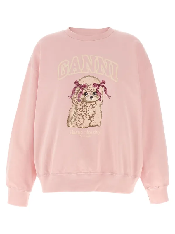 Front Print Sweatshirt Pink - Ganni