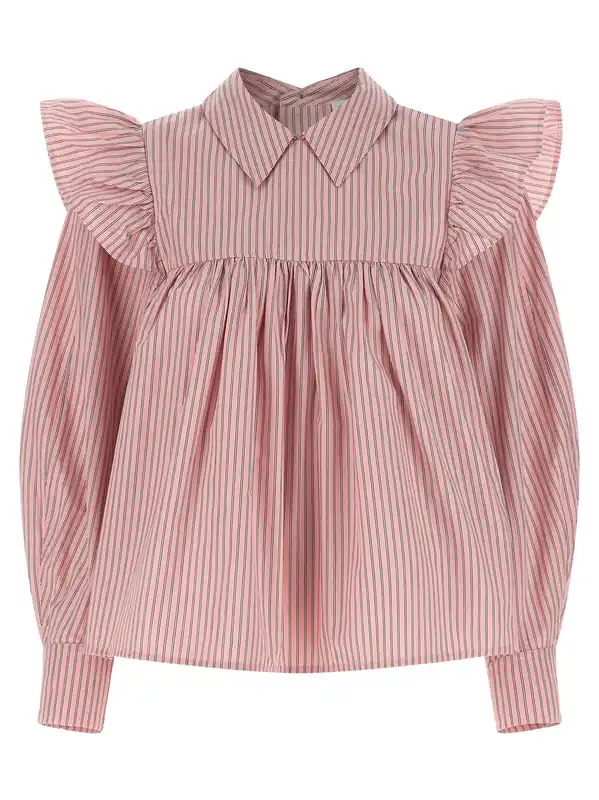 Striped Blouse Shirt And Blouse Pink - Ganni