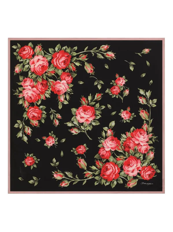 Roses Bouquet Print Silk Foulard - Dolce & Gabbana