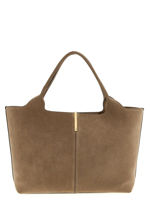 Small To Medium Suede Shopping Bag Tote Bag Beige - Tod's