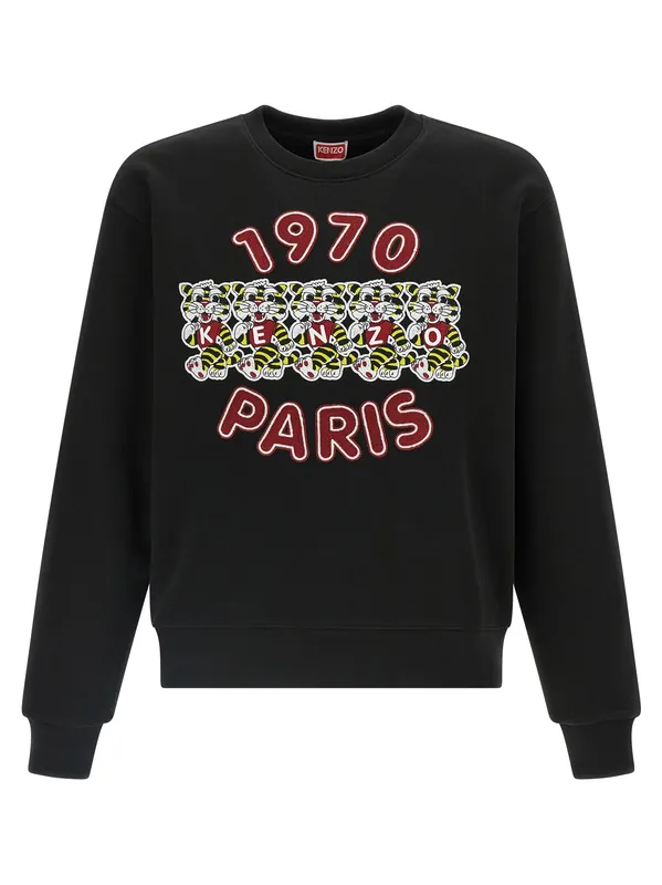 Wild Tiger Embroidered Sweatshirt Black - Kenzo